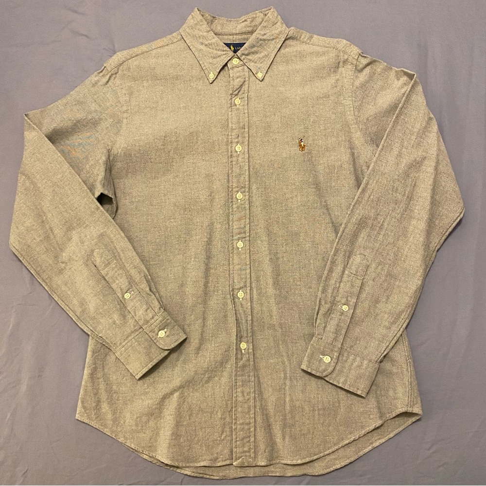 Polo Ralph Lauren Slim Fit Stretch Oxford Shirt Men’s Large Gray